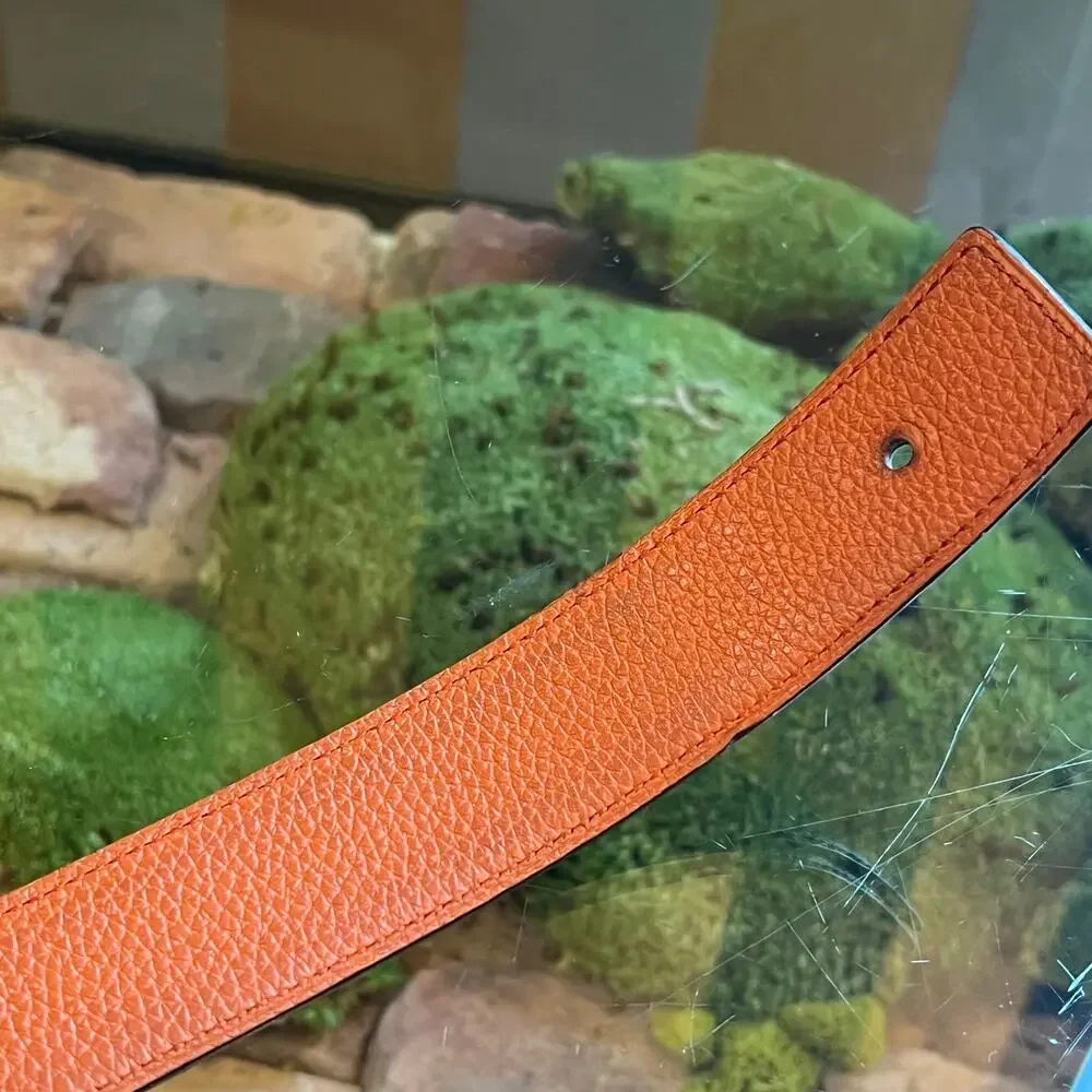 HERMES Black Box Calfskin & Orange Togo Calfskin Reversible Belt Kit Sz 100 - Picture 6 of 8